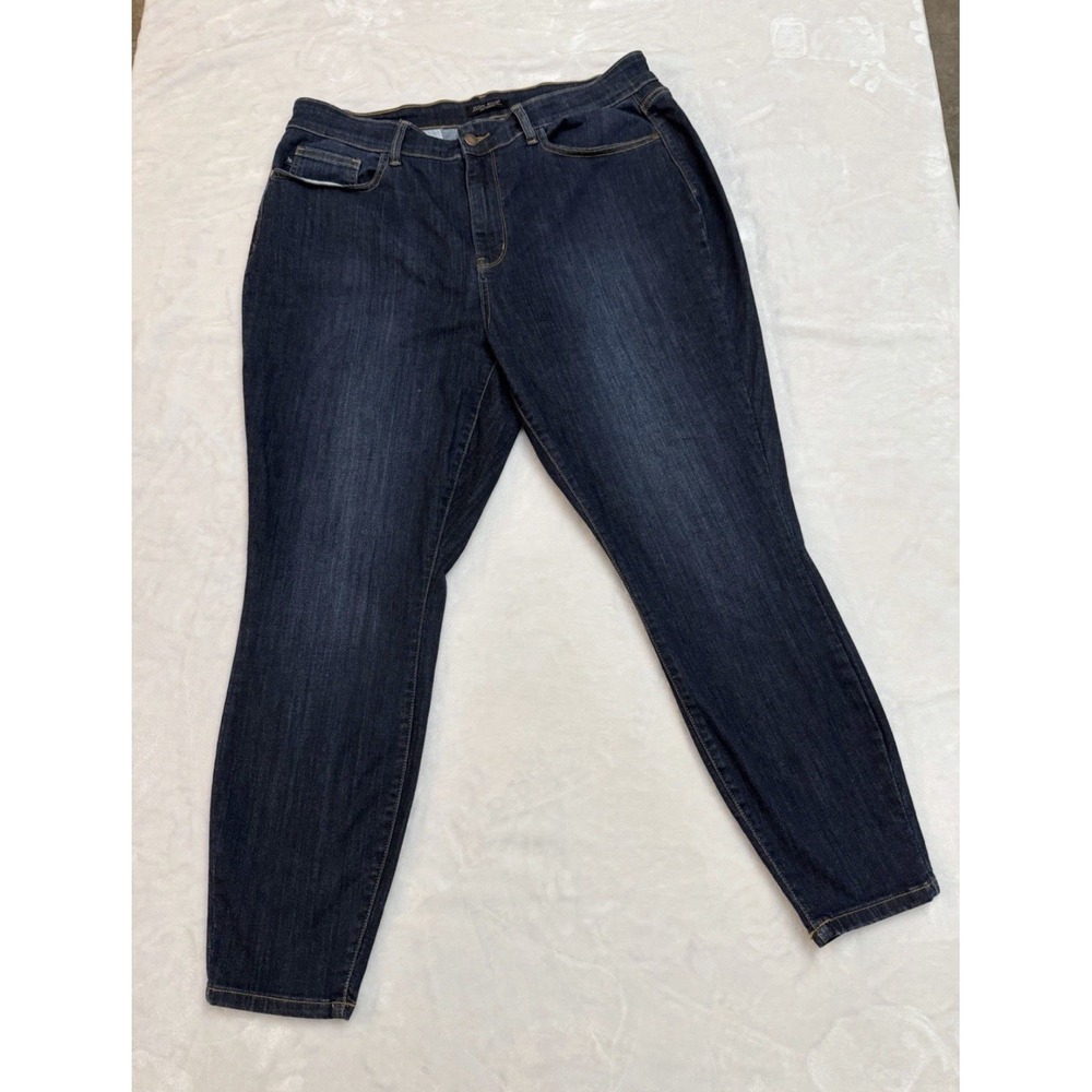 Judy Blue Jeans Womens 20W Skinny Dark Wash High Rise Stretch Denim Stain In Pic